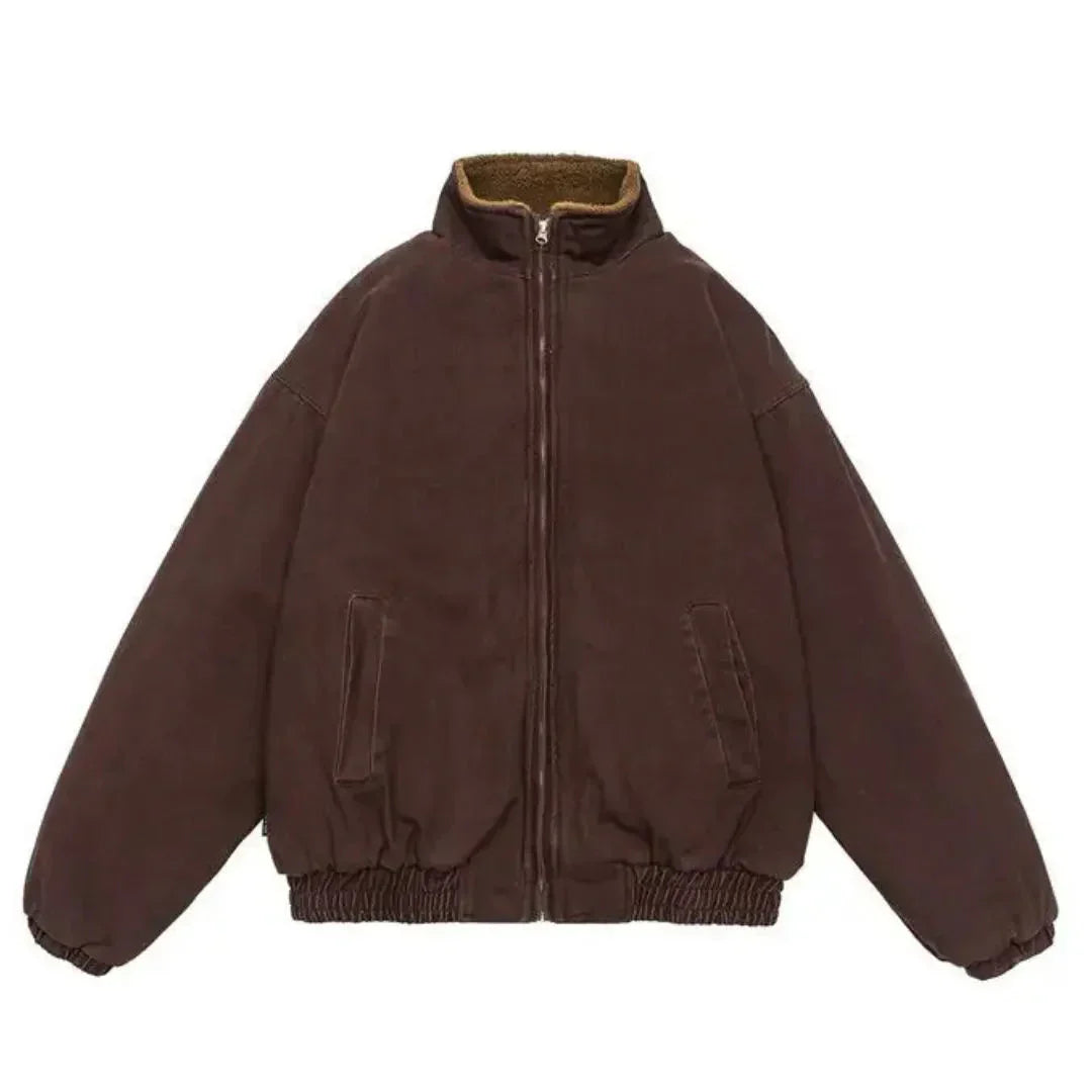 Blouson col sherpa zippé in Brown | By Old Money