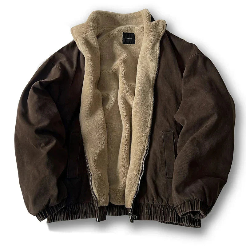Blouson col sherpa zippé in Gray | By Old Money