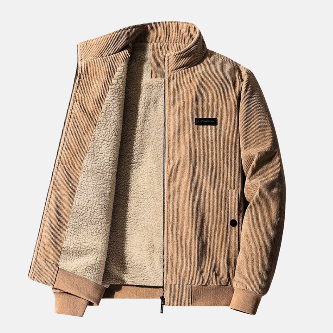 Blouson côtelé doublé, camel