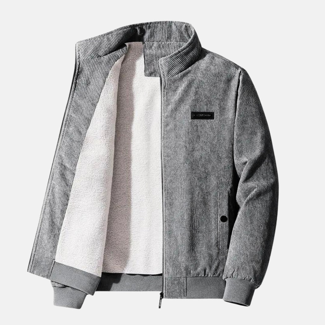 Blouson côtelé doublé, gris