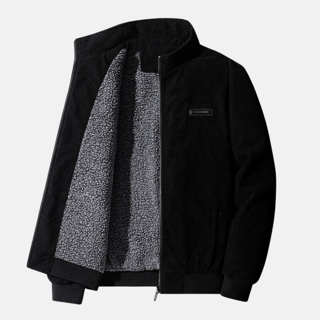 Blouson côtelé doublé, noir