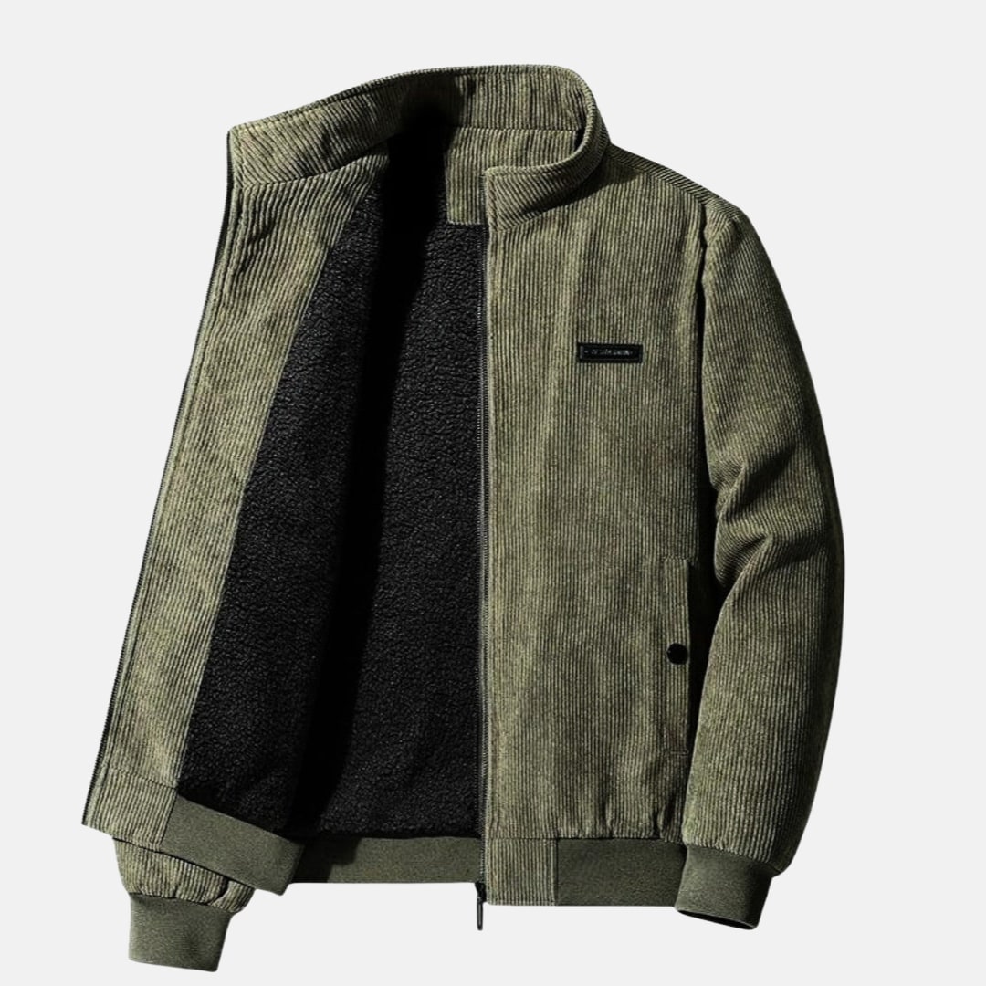 Blouson côtelé doublé, vert olive