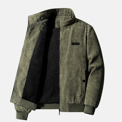 Blouson côtelé doublé, vert olive