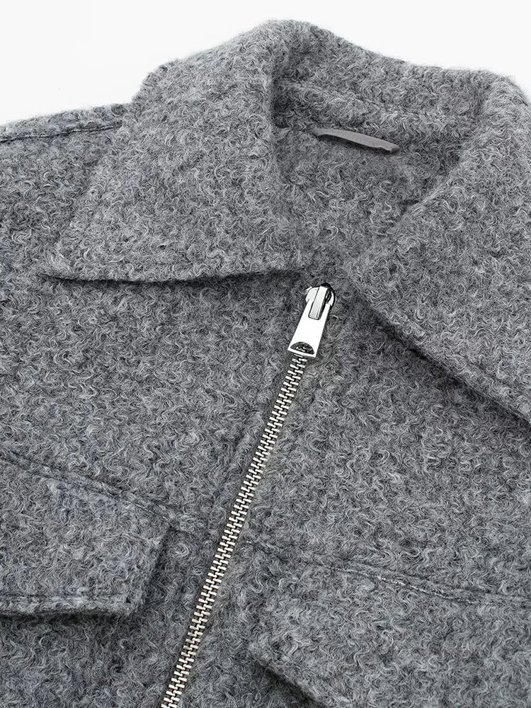 Blouson court col revers, col et zip