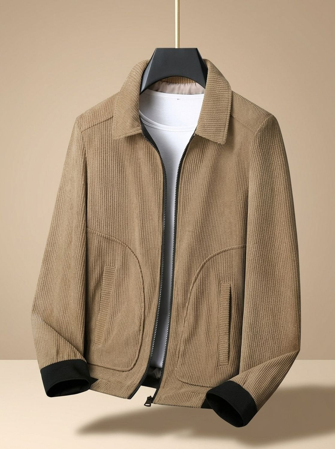 Blouson en velours côtelé, beige
