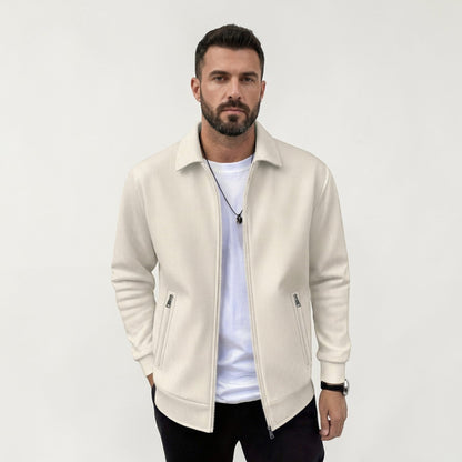 Blouson léger col chemise, coloris beige, vue de face