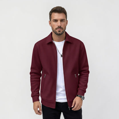 Blouson léger col chemise, coloris bordeaux, vue de face