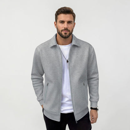 Blouson léger col chemise, coloris gris clair, vue de face