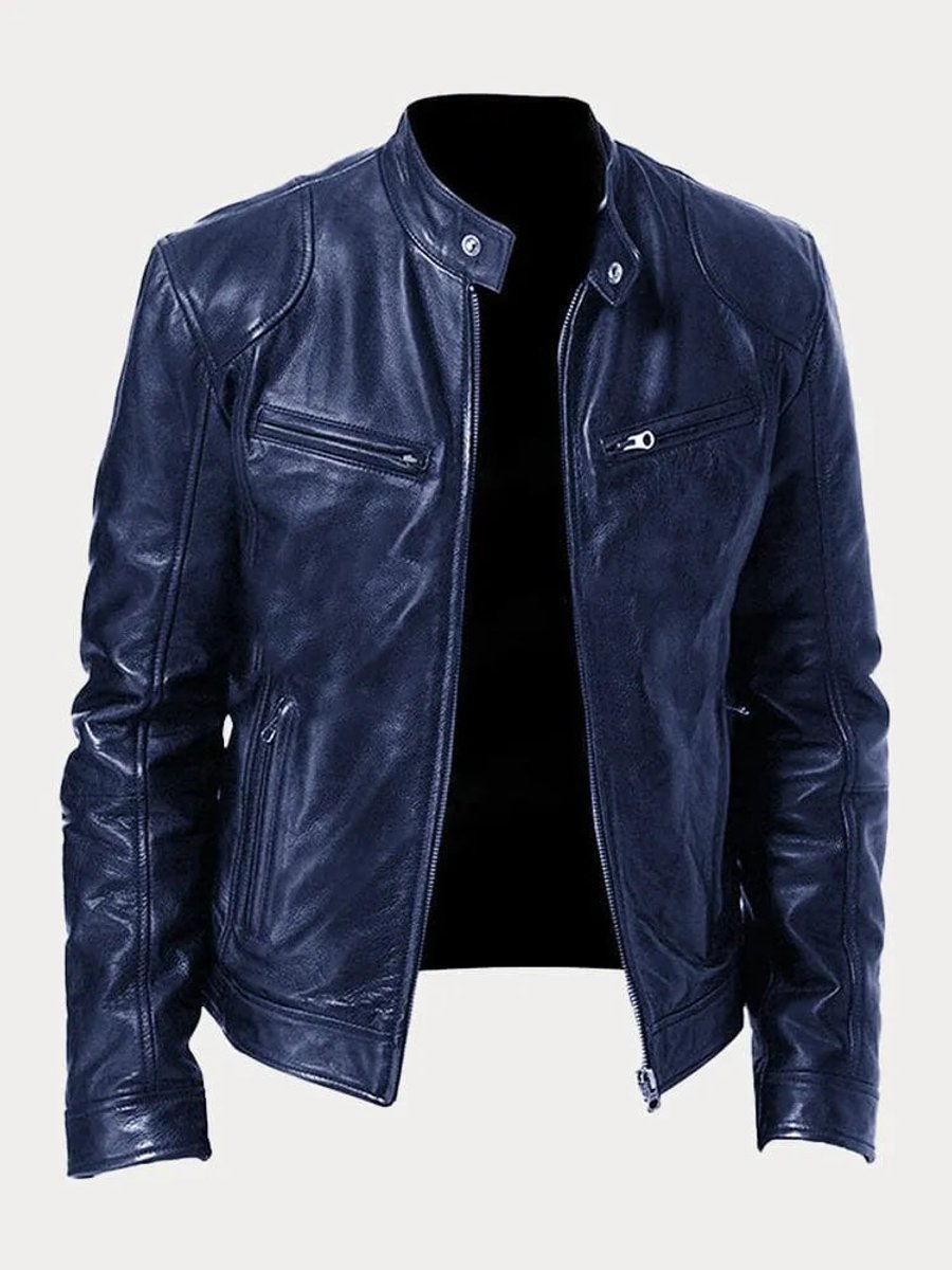 Blouson motard en similicuir pour homme, vue 10