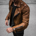 Blouson motard zippé, caramel