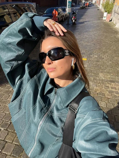 Blouson oversize à surpiqûres contrastées, vue supplémentaire 10