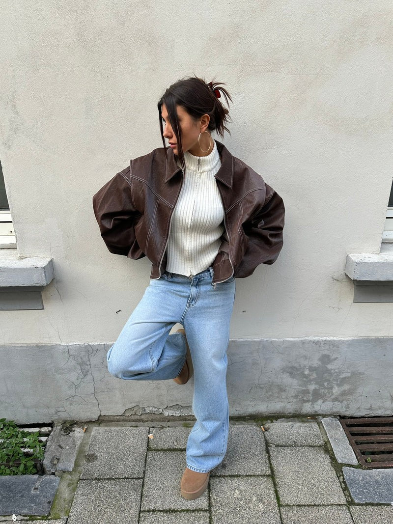 Blouson oversize à surpiqûres contrastées, vue supplémentaire 15