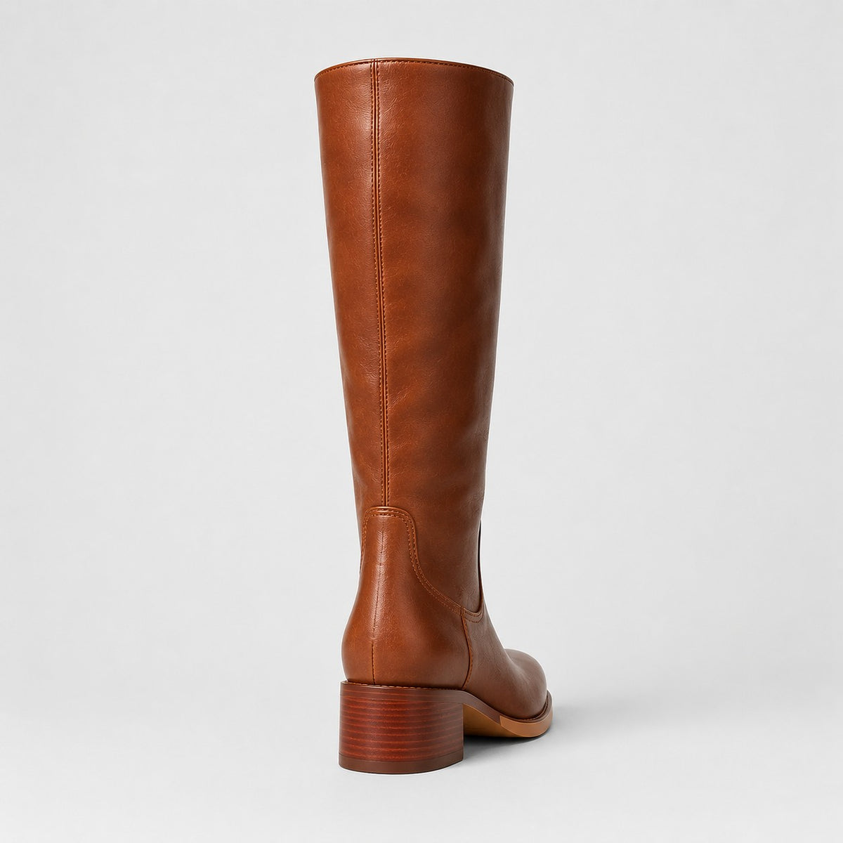 Bottes hautes slim élégantes, coloris camel, vue de dos