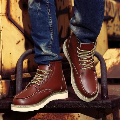 Bottines à bout mocassin, bordeaux