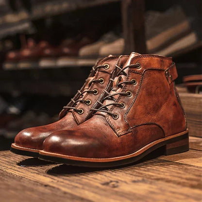 Bottines à bout rond, marron