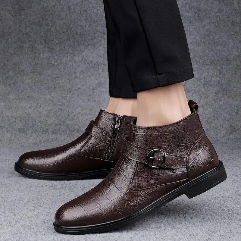 Bottines à bride boucle, marron