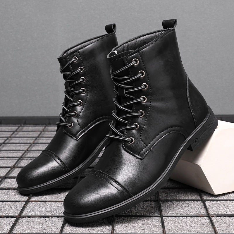 Bottines lacées à double couture, noir