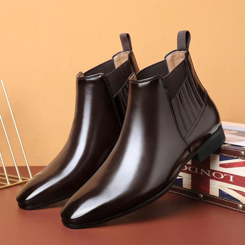 Bottines chelsea cuir lisse à tirettes, vue 4