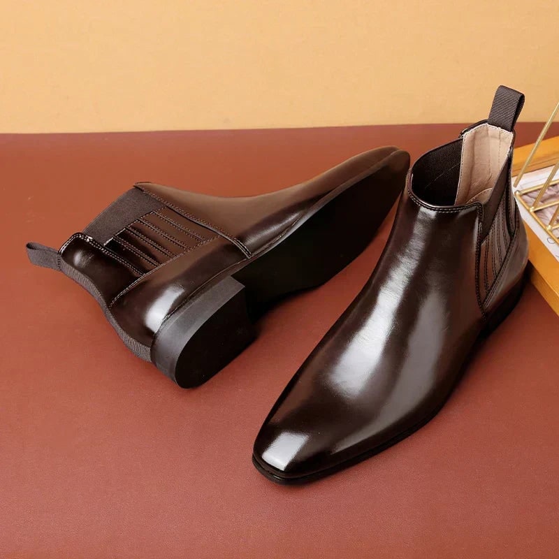 Bottines chelsea cuir lisse à tirettes, vue 7