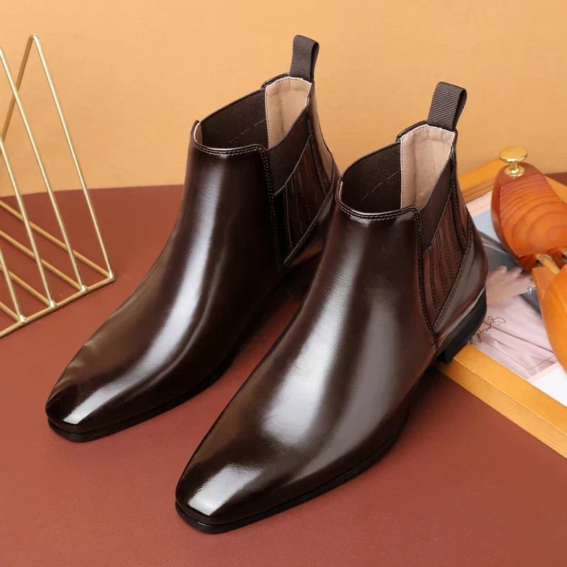 Bottines chelsea cuir lisse à tirettes, vue 5