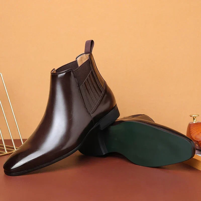 Bottines chelsea cuir lisse à tirettes, vue 6