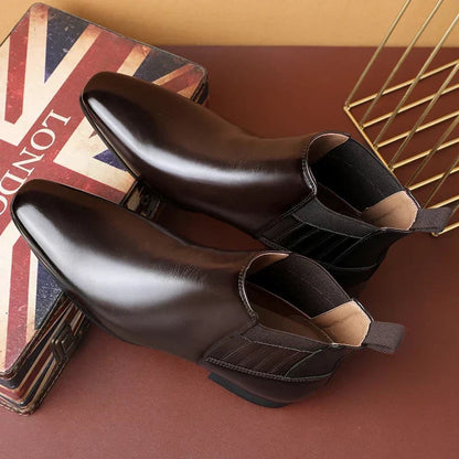Bottines chelsea cuir lisse à tirettes, vue 8