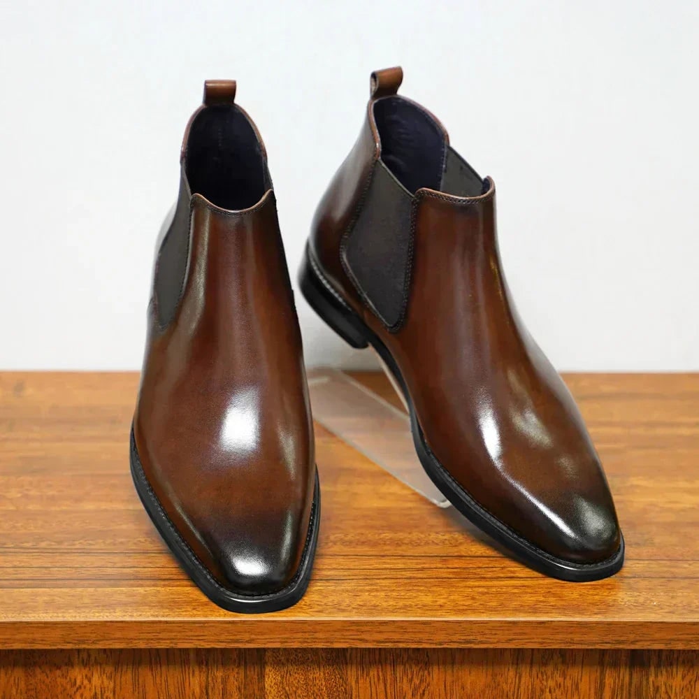 Bottines chelsea lustrées, marron