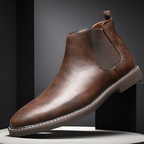 Bottines chelsea patinées, marron foncé