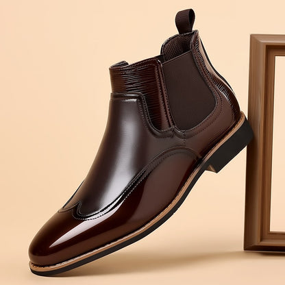 Bottines chelsea vernies, marron