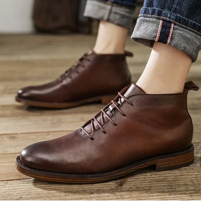 Bottines chukka patinées, marron