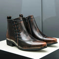 Bottines effilées à zip, marron