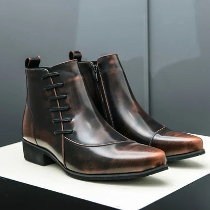 Bottines effilées à zip, marron