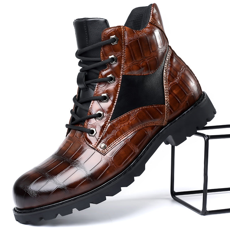 Bottines façon croco, marron