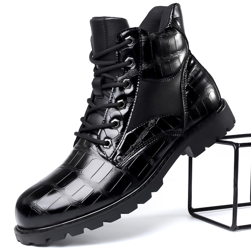 Bottines façon croco, noir