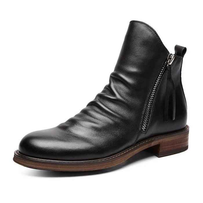 Bottines froncées zippées, noir