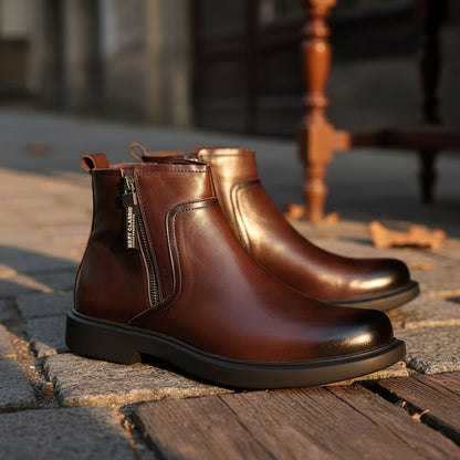 Bottines zippées en cuir, vue 3