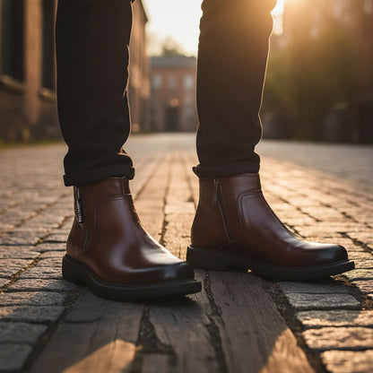 Bottines zippées en cuir, vue 4