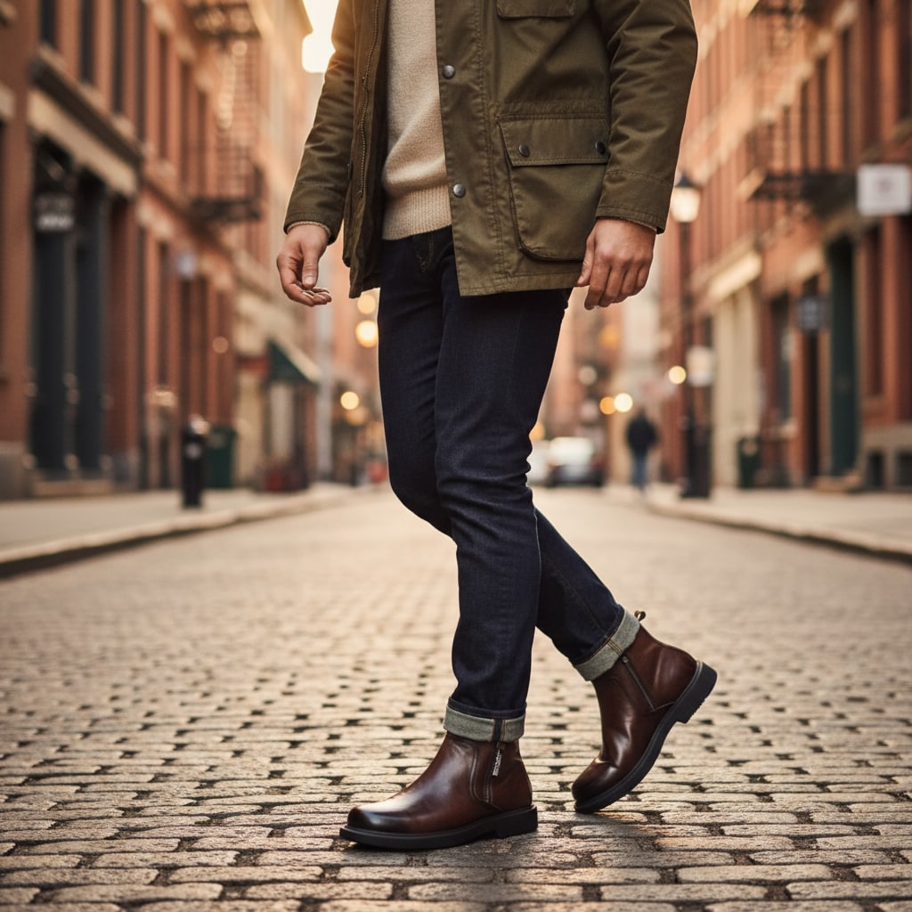 Bottines zippées en cuir, vue 5