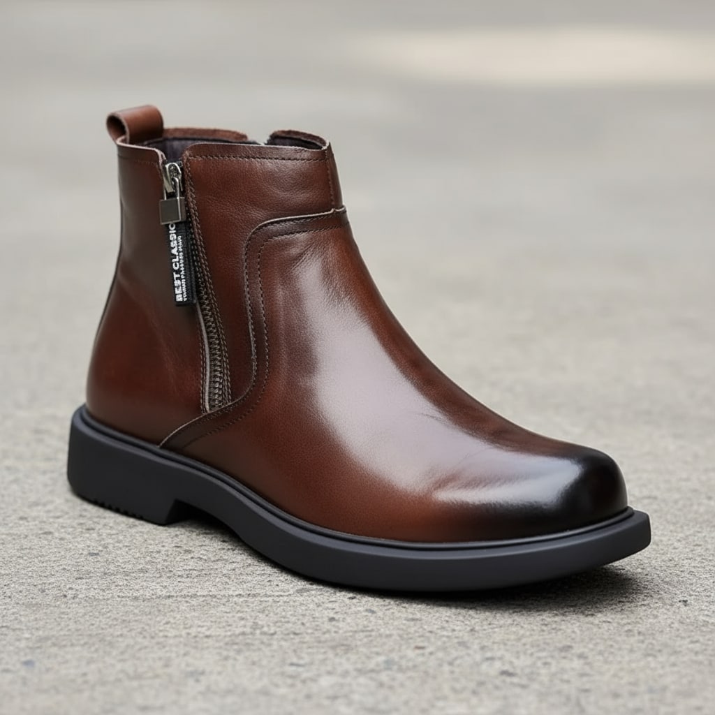 Bottines zippées en cuir, vue 7