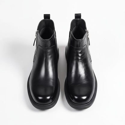 Bottines zippées en cuir, noir