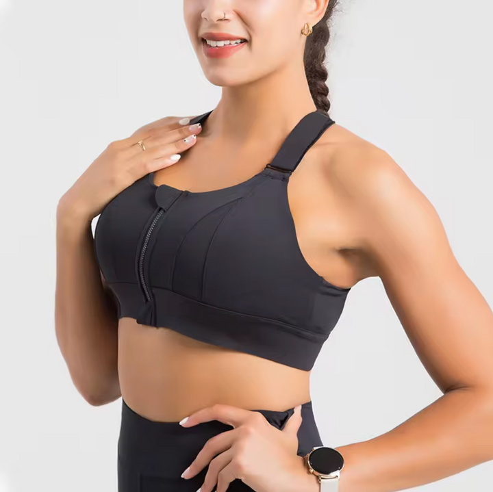 Brassière ajustable à fermeture devant, coloris noir, vue de face
