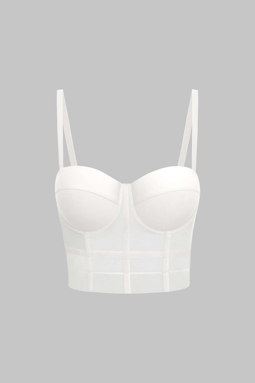 Bustier court à bretelles, coloris blanc, vu de face