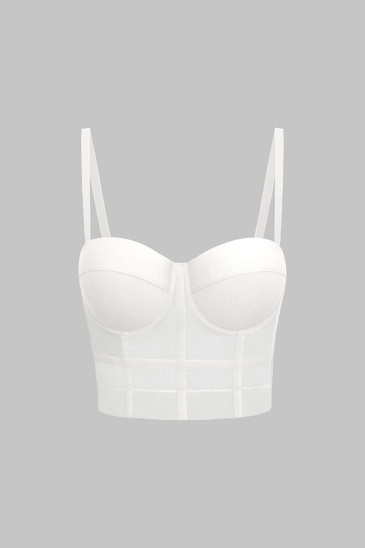 Bustier court à bretelles, coloris blanc, vu de face