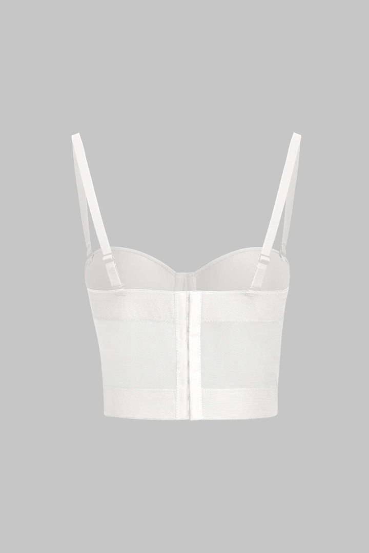 Bustier court à bretelles, vu de face