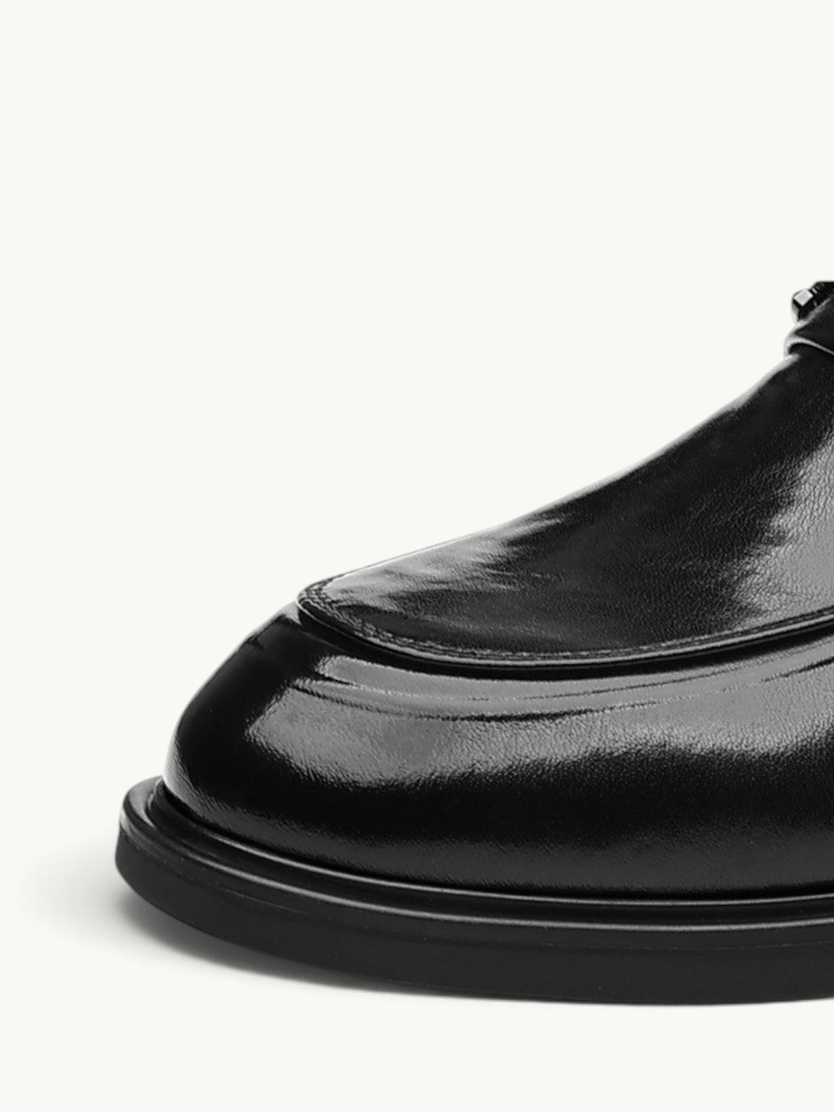 By Old Money black recycled leather dress shoe with a smooth finish, rounded toe, and low profile sole.
