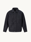By Old Money charcoal grey double-faced wool boxy jacket with a classic collar and front button closure.