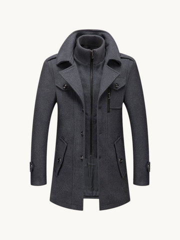 Manteau en laine à double col