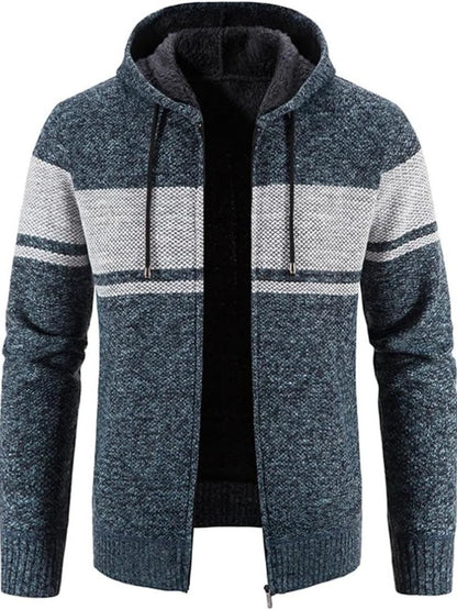 Cardigan à capuche en maille, bleu brumeux