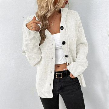 Cardigan à capuche côtelé