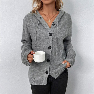 Cardigan à capuche côtelé